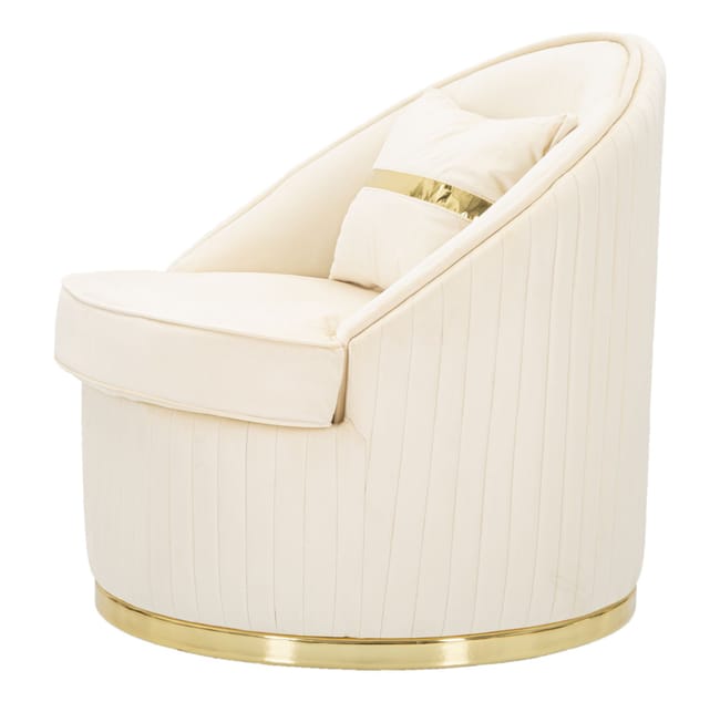 Poltrona in tessuto beige e dorata Ø cm 75x80