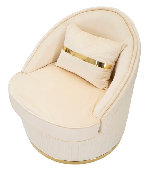 Poltrona in tessuto beige e dorata Ø cm 75x80