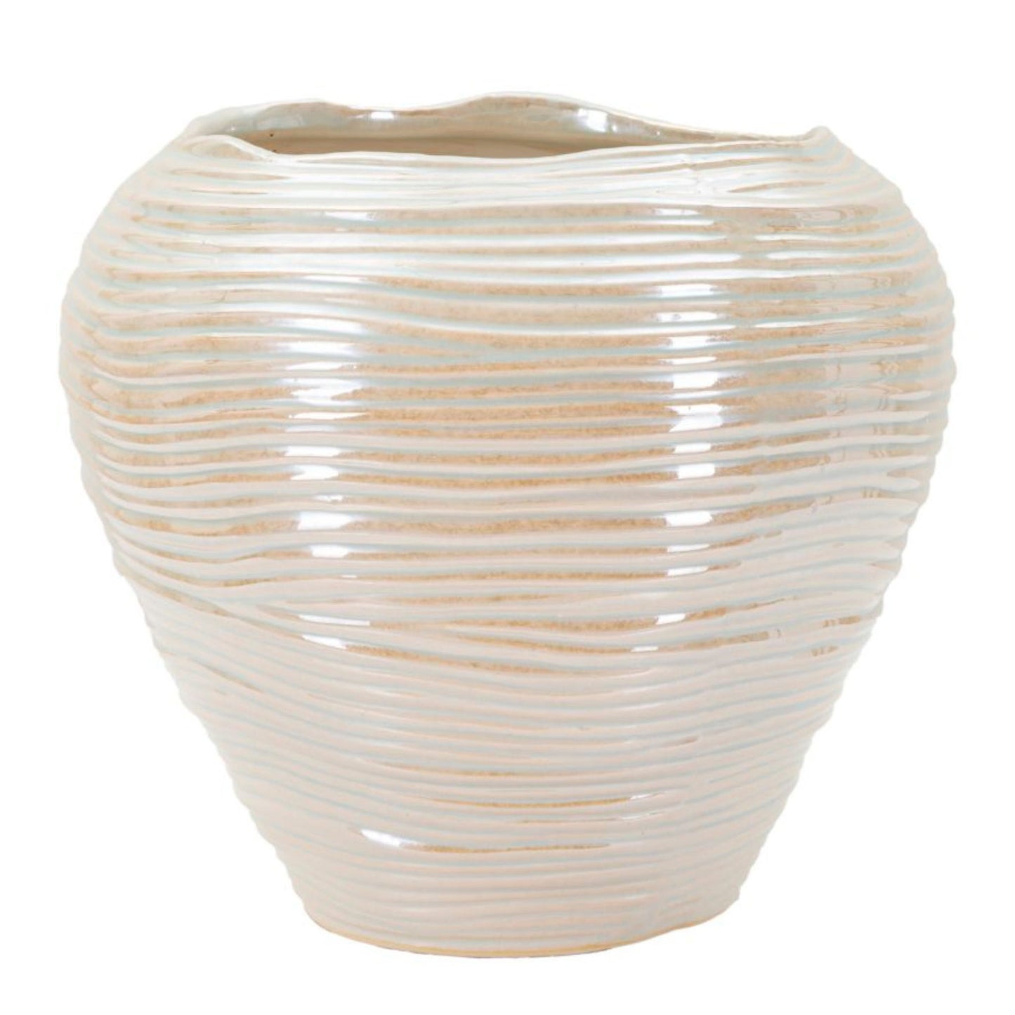 Vaso Perly Round Ø22x20 cm – Vaso Decorativo con Finitura Perlata Opaca