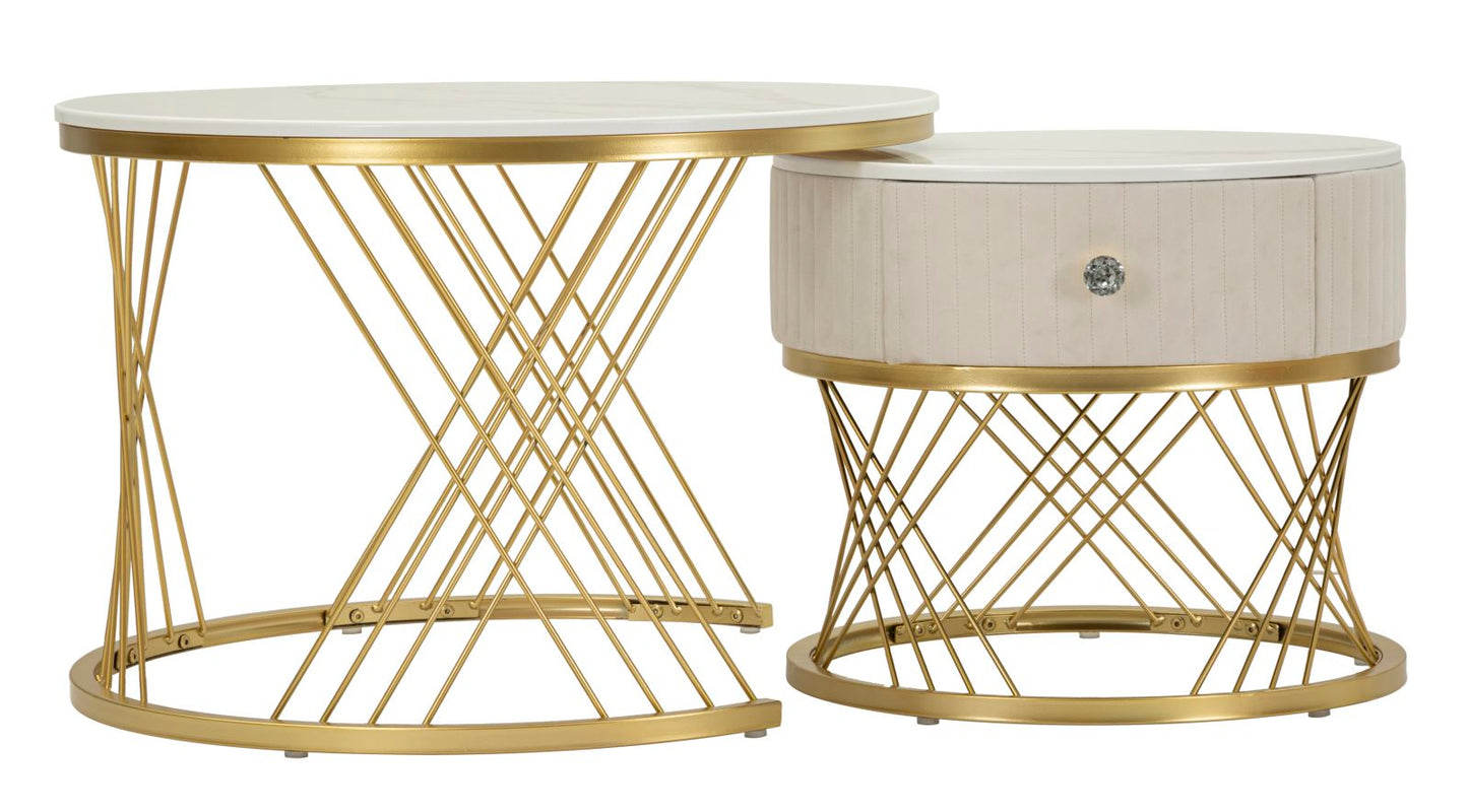 TAVOLI DA CAFFE' VOTIX COPPIA CM Ø 70X48-50X43,5