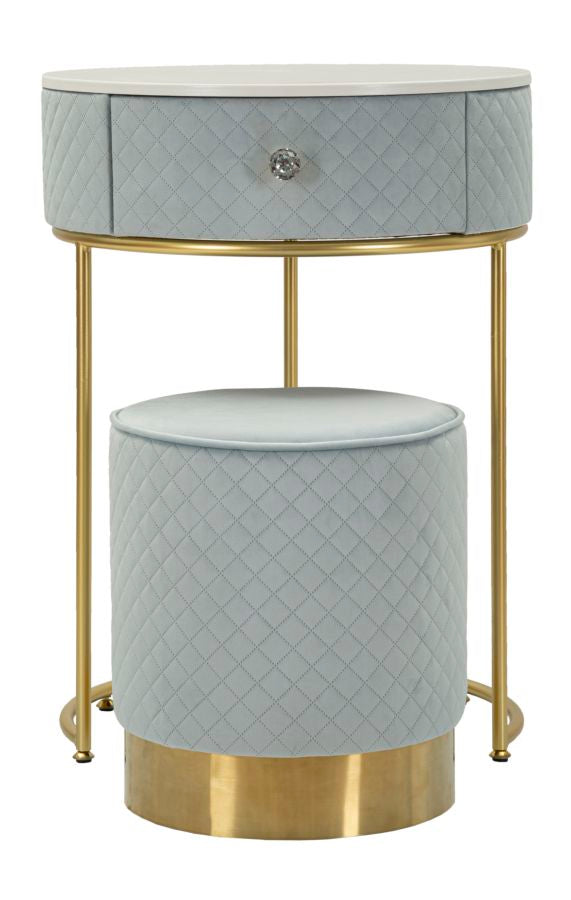 COMODINO/TOLETTA C/PUFF VELLIT CELESTE CM Ø 52X70 - Ø 36X39 codice 14288000CL