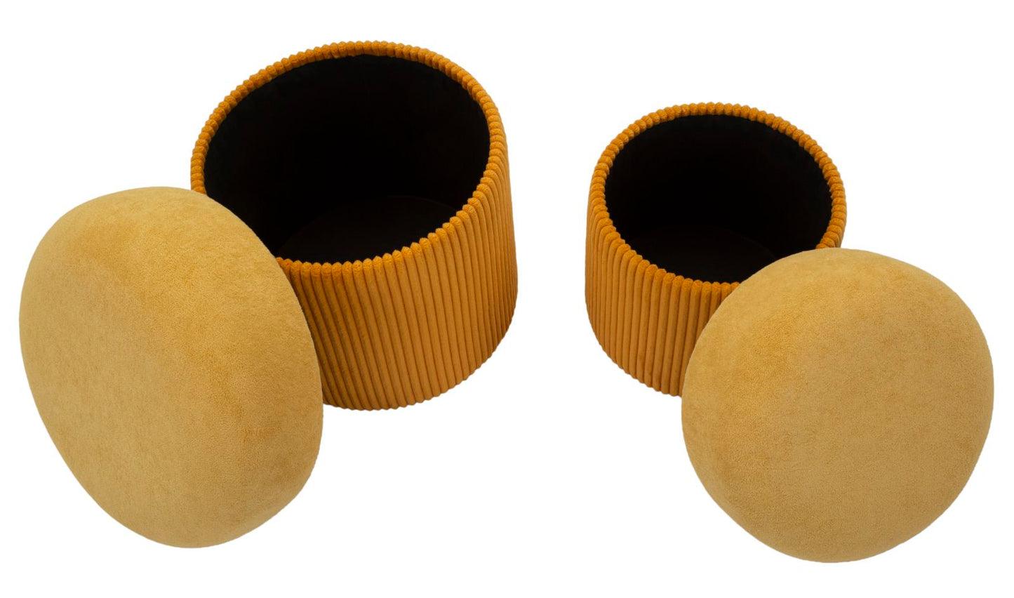 PUFF C/CONTENITORE ASPEN SENAPE SET 2 PZ CM Ø 42X44-35X37