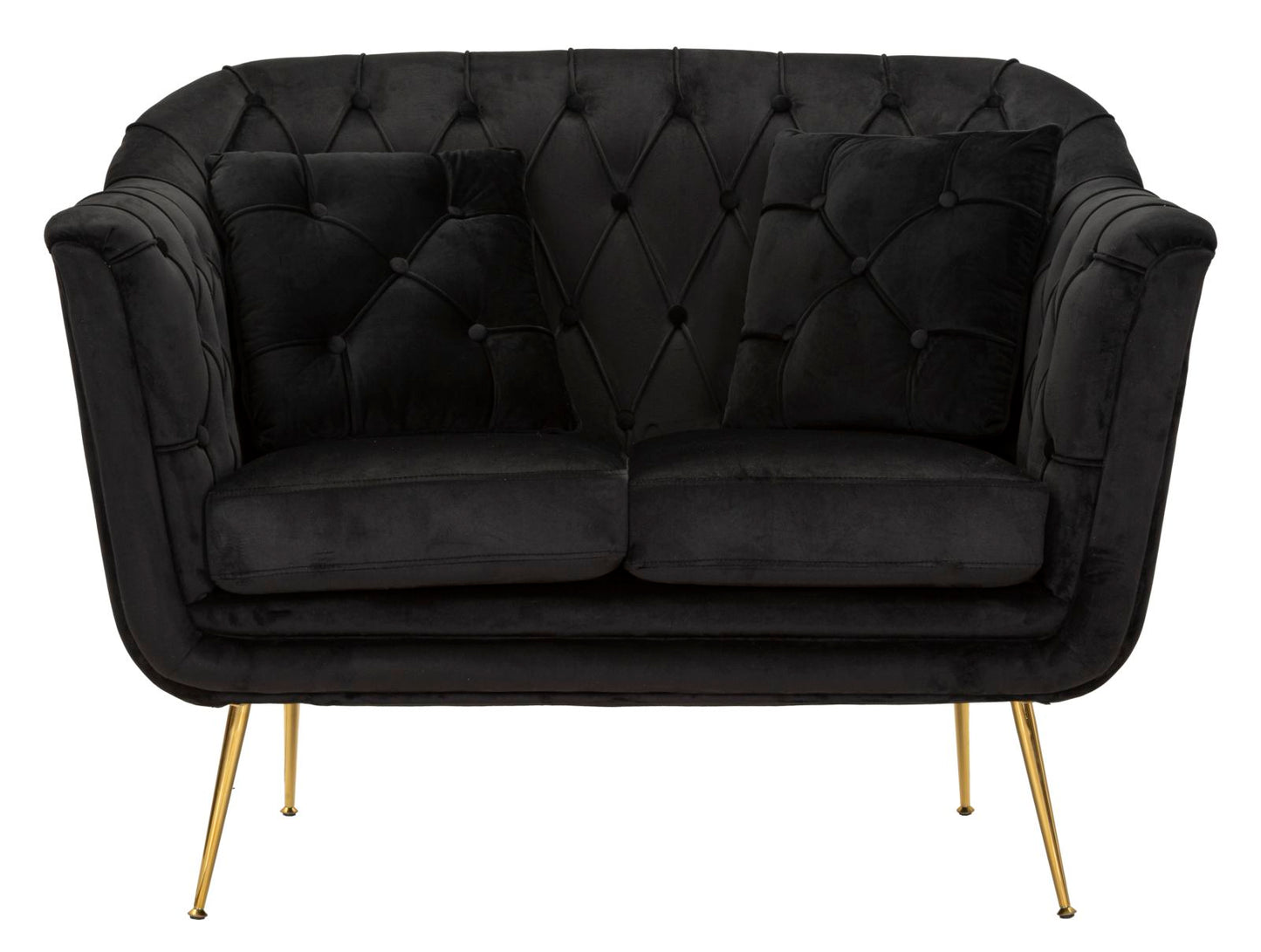 Divanetto Budapest Nero con Cuscini in Tessuto e Metallo L 130 cm