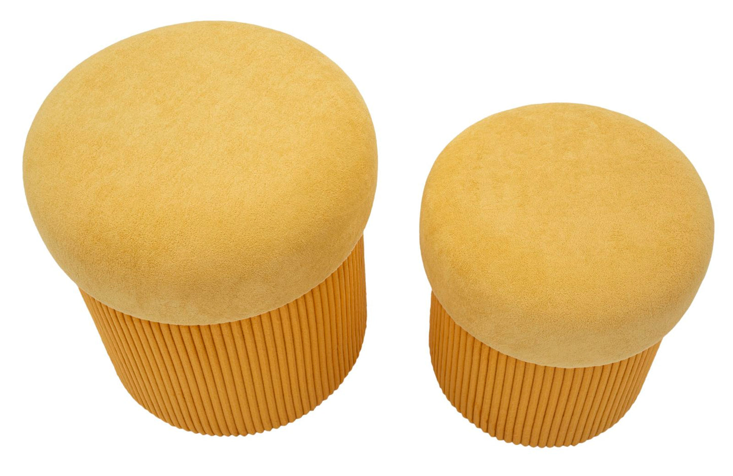 PUFF C/CONTENITORE ASPEN SENAPE SET 2 PZ CM Ø 42X44-35X37
