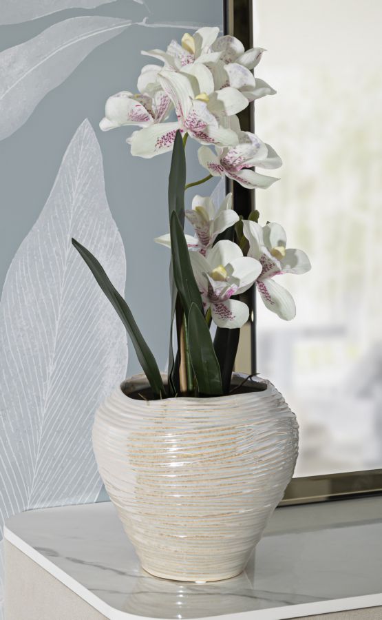 Vaso Perly Round Ø22x20 cm – Vaso Decorativo con Finitura Perlata Opaca