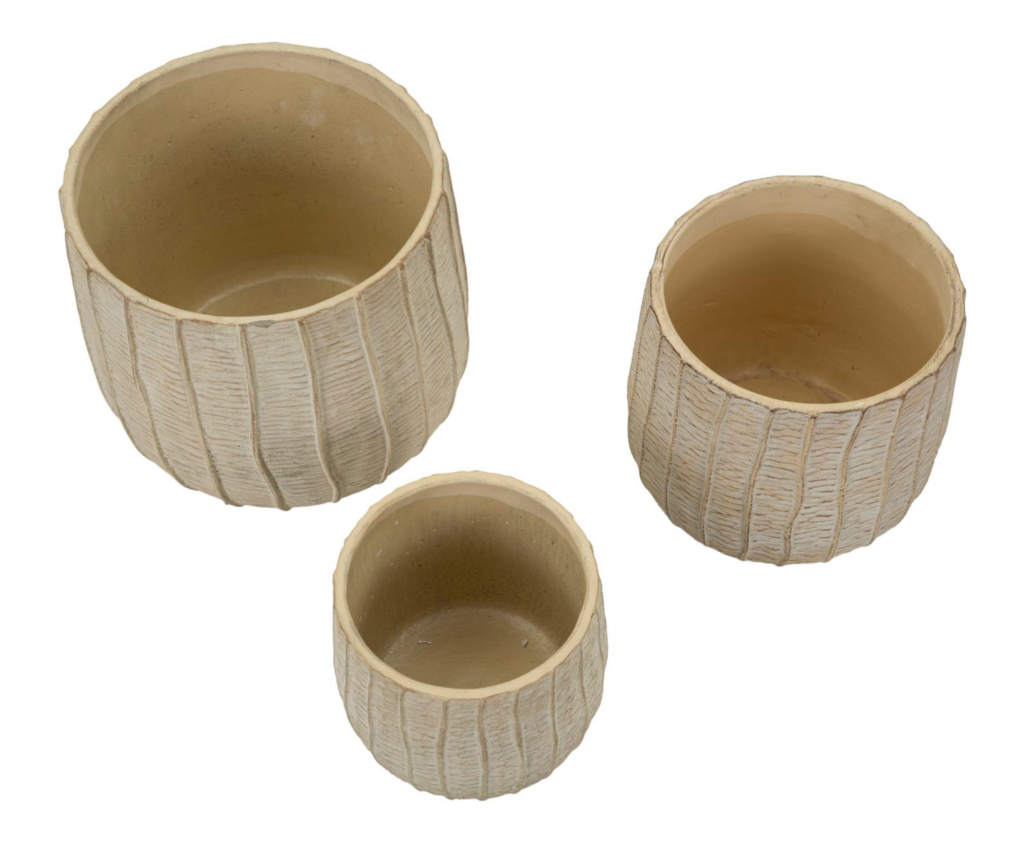 Set 3 Cachepot Flake – Vasi Decorativi in Metallo Bianco con Motivo Geometrico