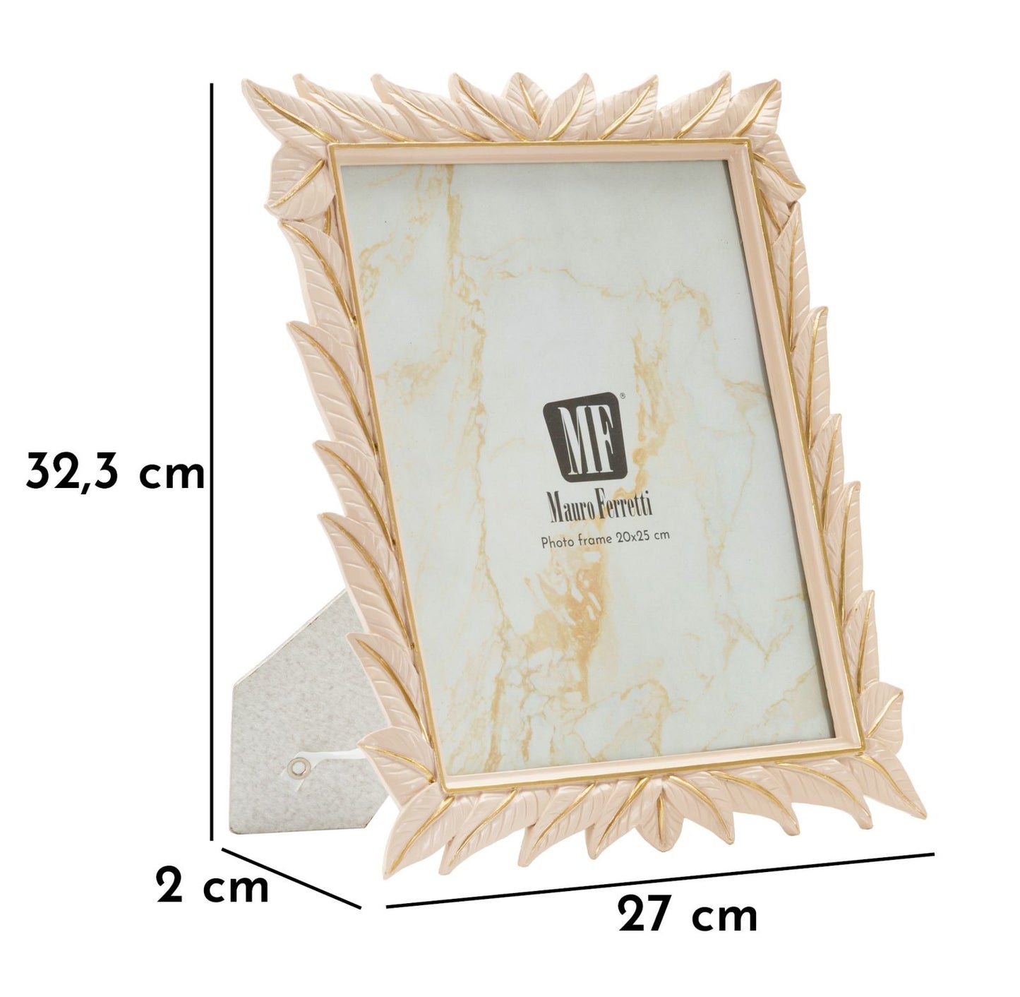 Cornice Leaffy 27x32,3 cm in Resina – Interno 20x25 cm Oro Satinato