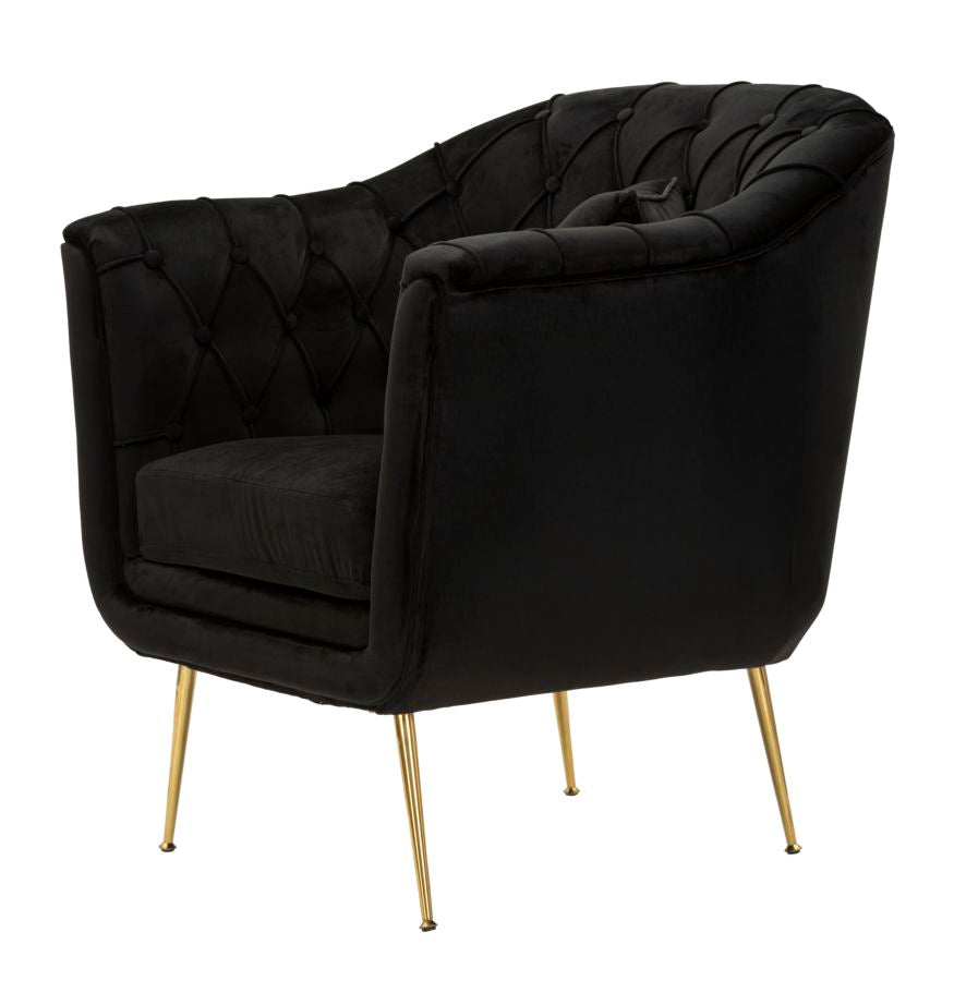 Poltrona Budapest Nera con Cuscino in Tessuto e Metallo H 91 cm