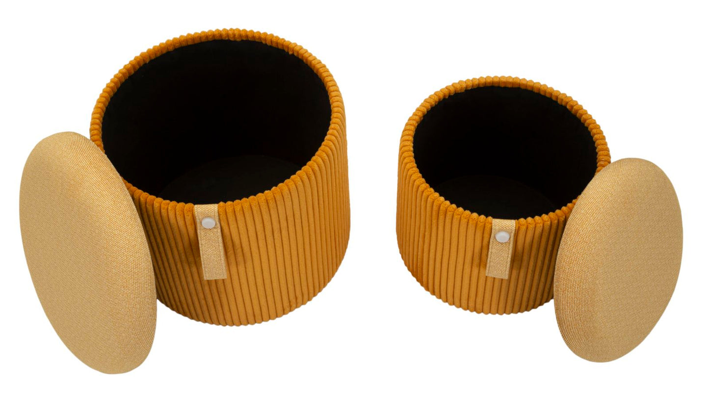 PUFF C/CONTENITORE BOLZANO SENAPE SET 2 PZ CM Ø 38X38-32X28 codice 142868000S