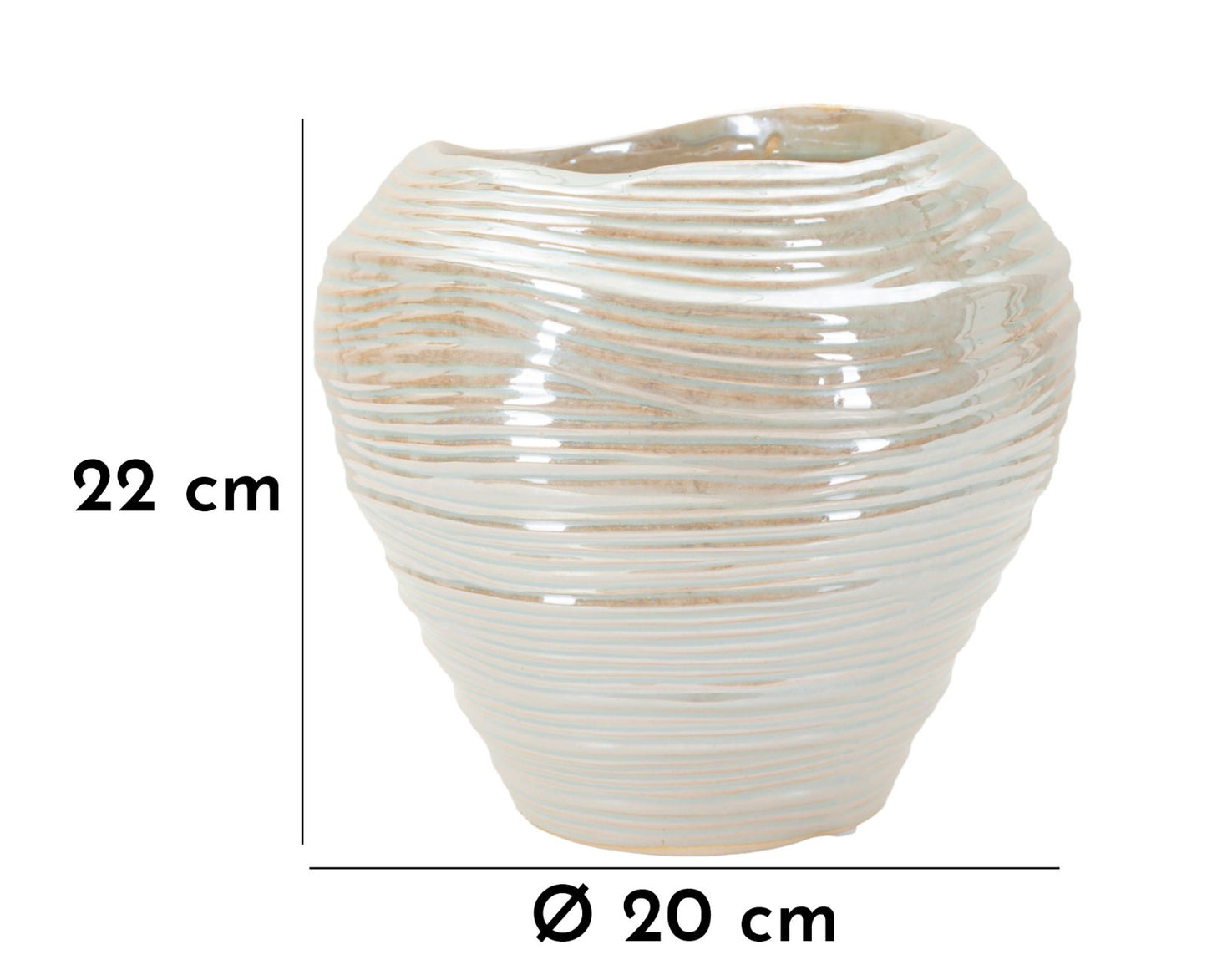 Vaso Perly Round Ø22x20 cm – Vaso Decorativo con Finitura Perlata Opaca