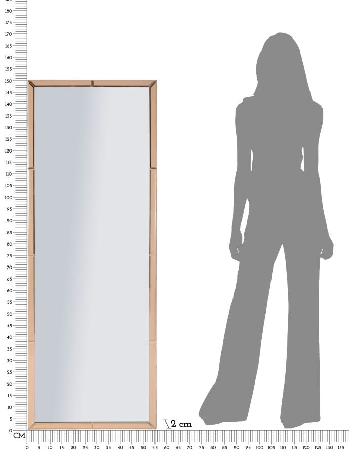 SPECCHIO DA MURO RIYAD ROSA CM 55X2X150 (MISURA SPECCHIO CM 49X143,5)
