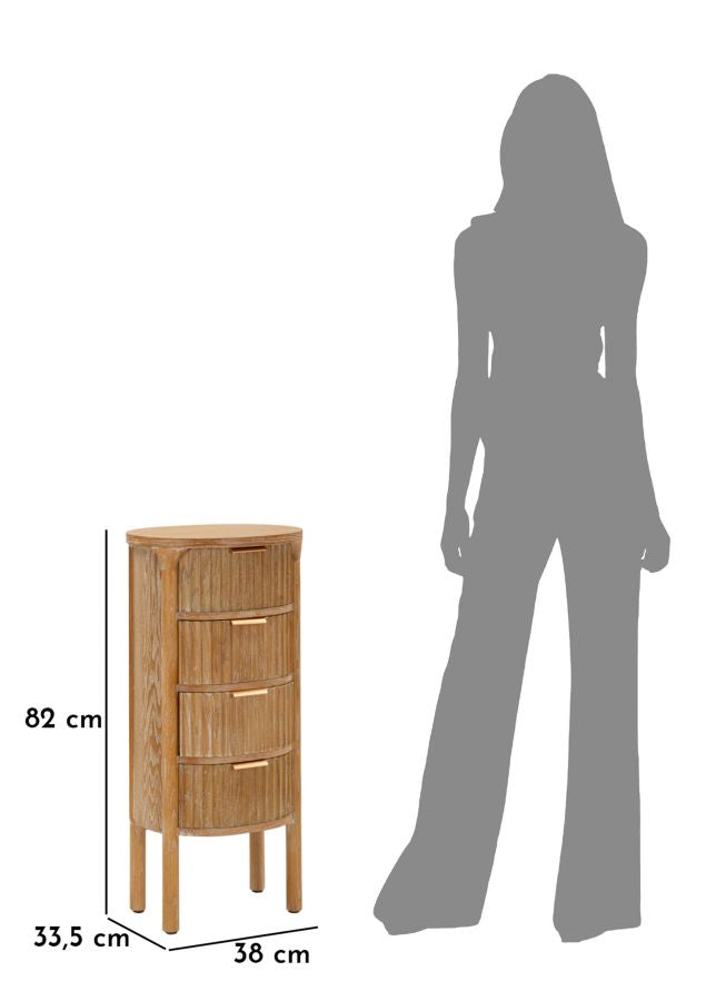 Cassettiera Goteborg in Legno Naturale 38x33,5x82 cm
