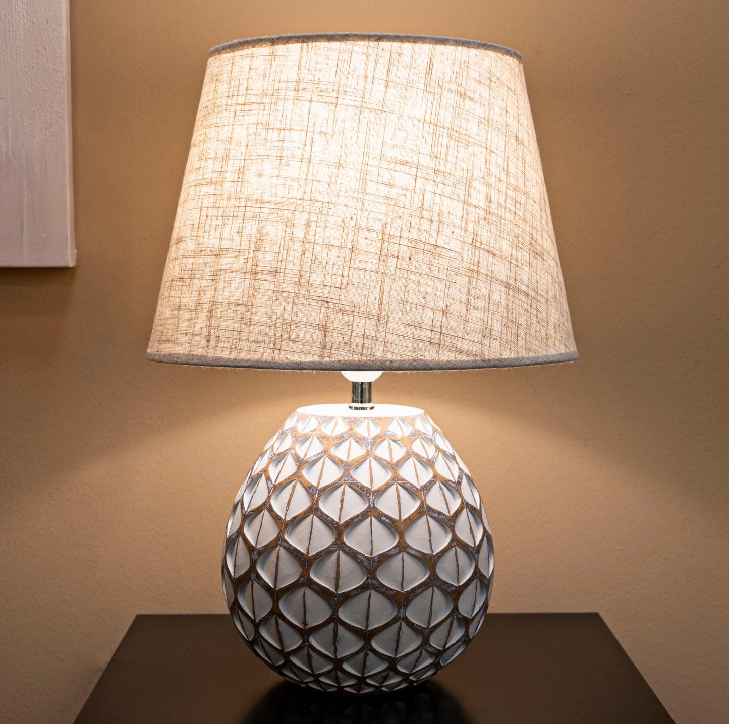 Lampada da Tavolo Tibet in Resina Decorativa Ø35 x H52 cm – Stile Etnico e Originale
