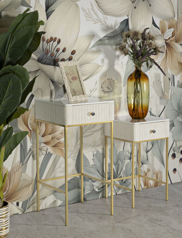 TAVOLINETTI ALTI WEDDING QUADRATI SET 2 PZ CM Ø 45X90-40X70