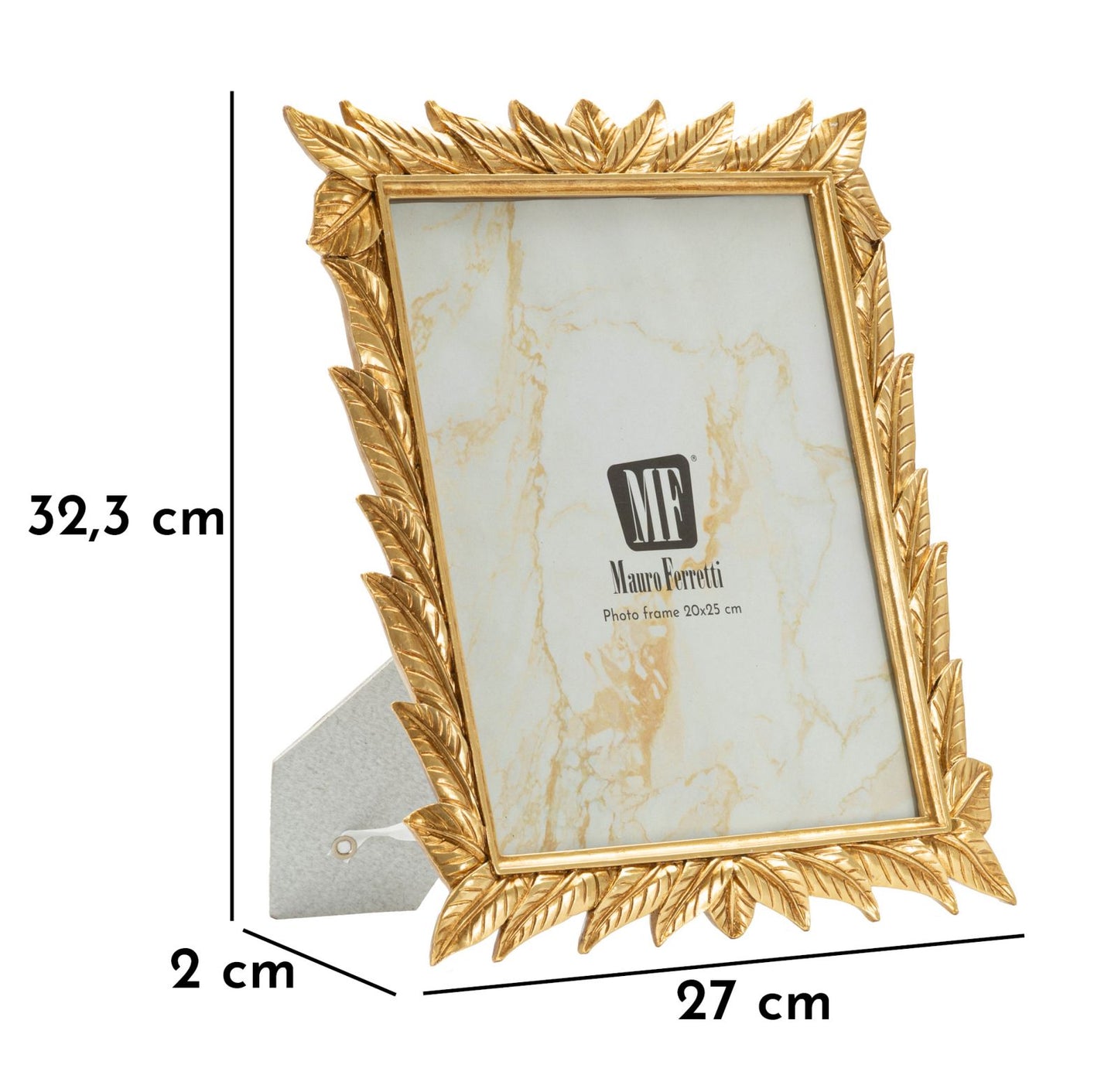Cornice "Laurel" Mauro Ferretti – 27×2×32,3 cm (interno 20×25 cm) oro