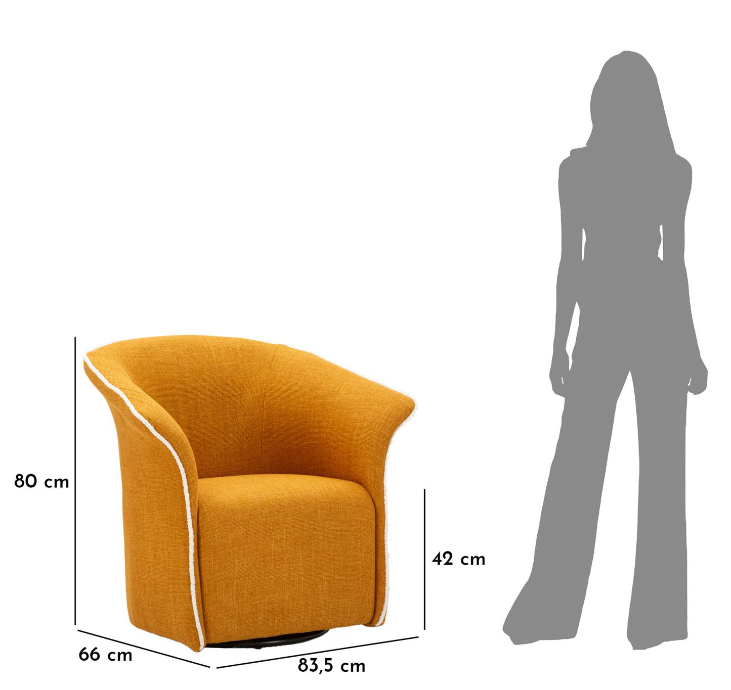 POLTRONA GIREVOLE SIENA SENAPE CM 83,5X66X80 (SEDUTA ALTEZZA CM 42) codice 142866000S