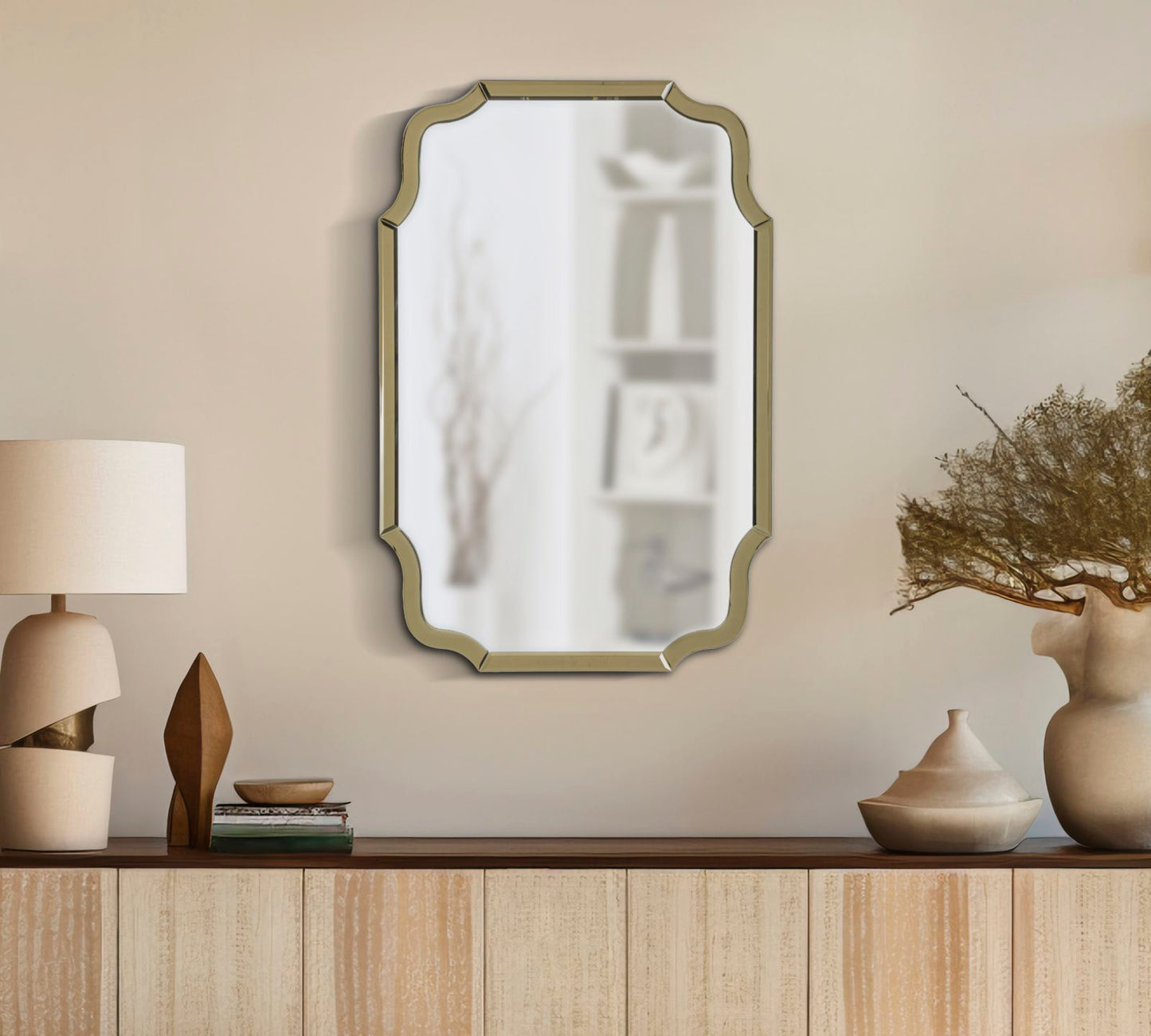 SPECCHIO DA MURO ISTANBUL ORO CM 60X1X90 (MISURA SPECCHIO CM 54X84,5)