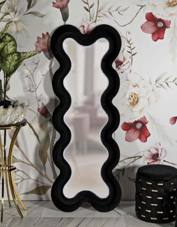 SPECCHIO DA MURO MONICA NERO CM 58X4X160 (MISURA SPECCHIO CM 39X124)