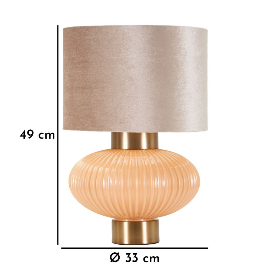 Lampada da tavolo “Perly – B” Ø 33 × 49 cm – vetro perlato con dettagli dorati