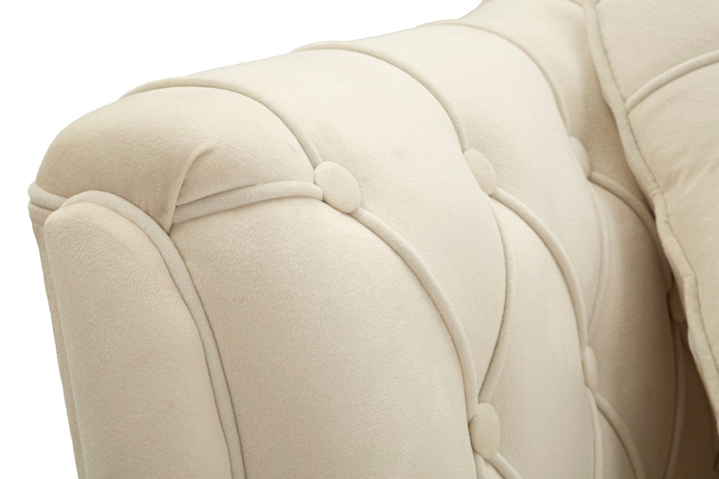 Divanetto Budapest Crema con Cuscini in Tessuto e Metallo L 130 cm