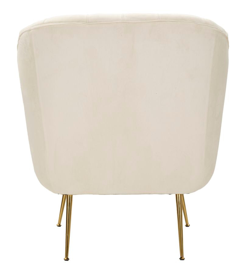 Poltrona Budapest Crema con Cuscino in Tessuto e Metallo H 91 cm