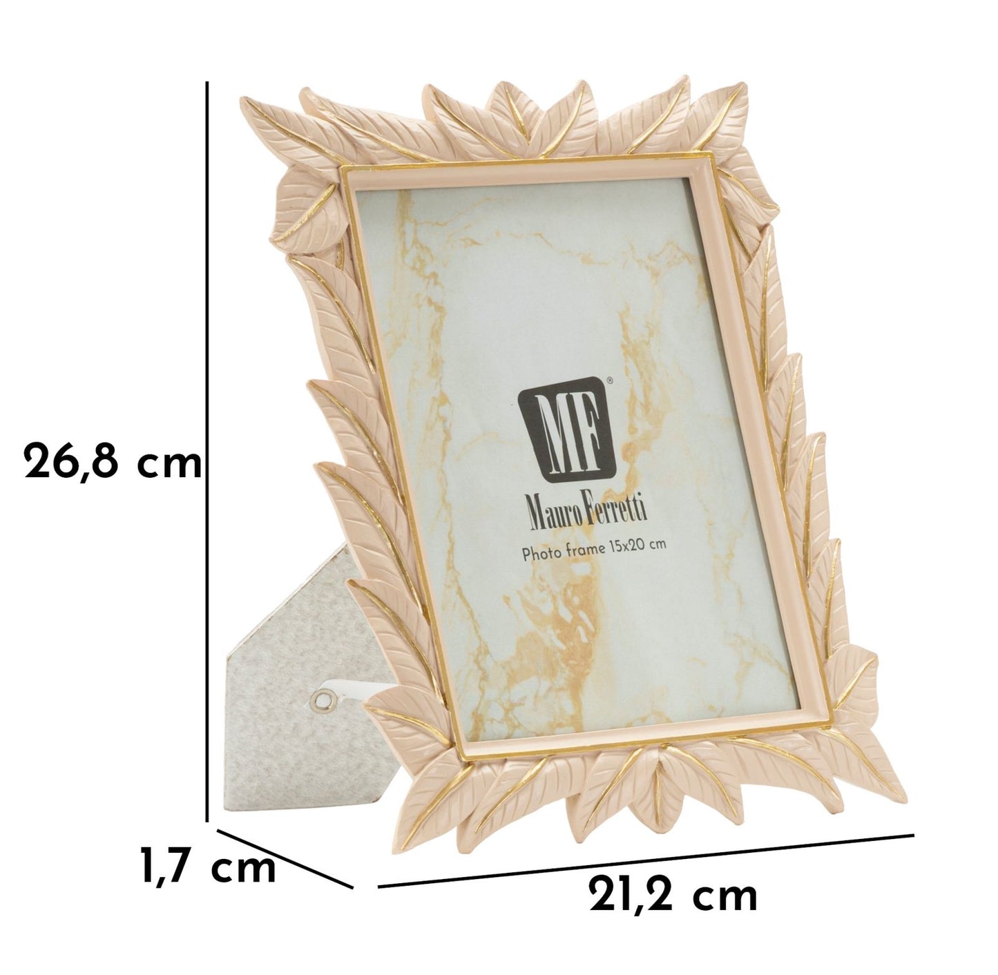 Cornice Leaffy 21,2x26,8 cm in Resina – Interno 15x20 cm Oro Satinato
