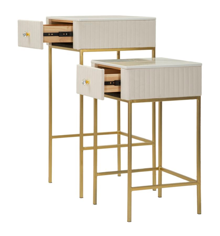 TAVOLINETTI ALTI WEDDING QUADRATI SET 2 PZ CM Ø 45X90-40X70