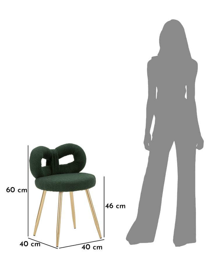 Sedia Mini Ilary Verde in Velluto e Metallo H 67 cm
