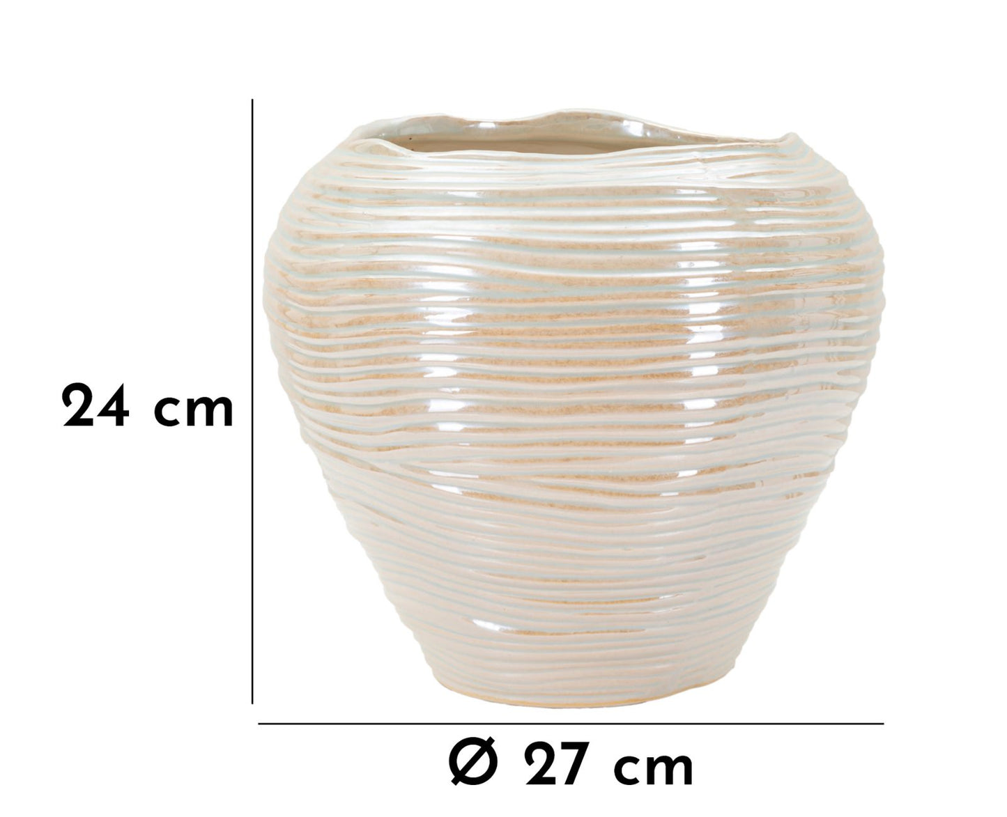 Vaso Perly Round Ø27x24 cm – Vaso Decorativo con Finitura Opaca Effetto Perla