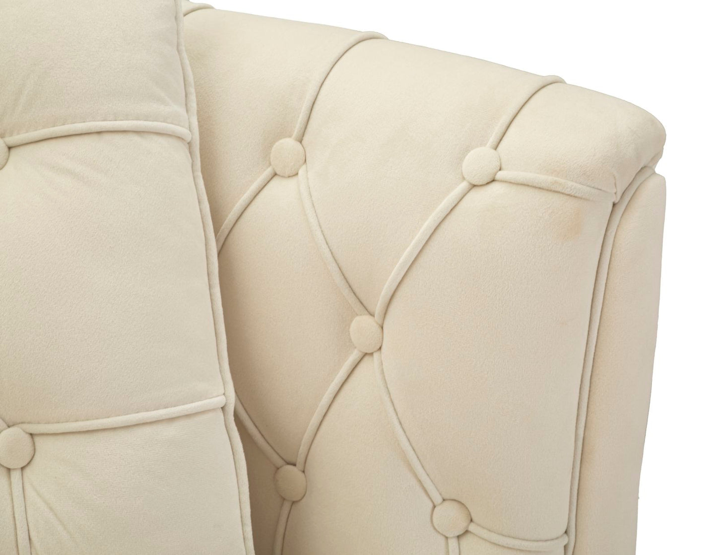 Divanetto Budapest Crema con Cuscini in Tessuto e Metallo L 130 cm