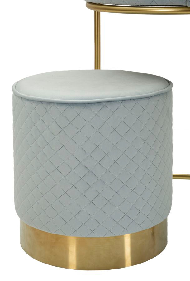COMODINO/TOLETTA C/PUFF VELLIT CELESTE CM Ø 52X70 - Ø 36X39 codice 14288000CL