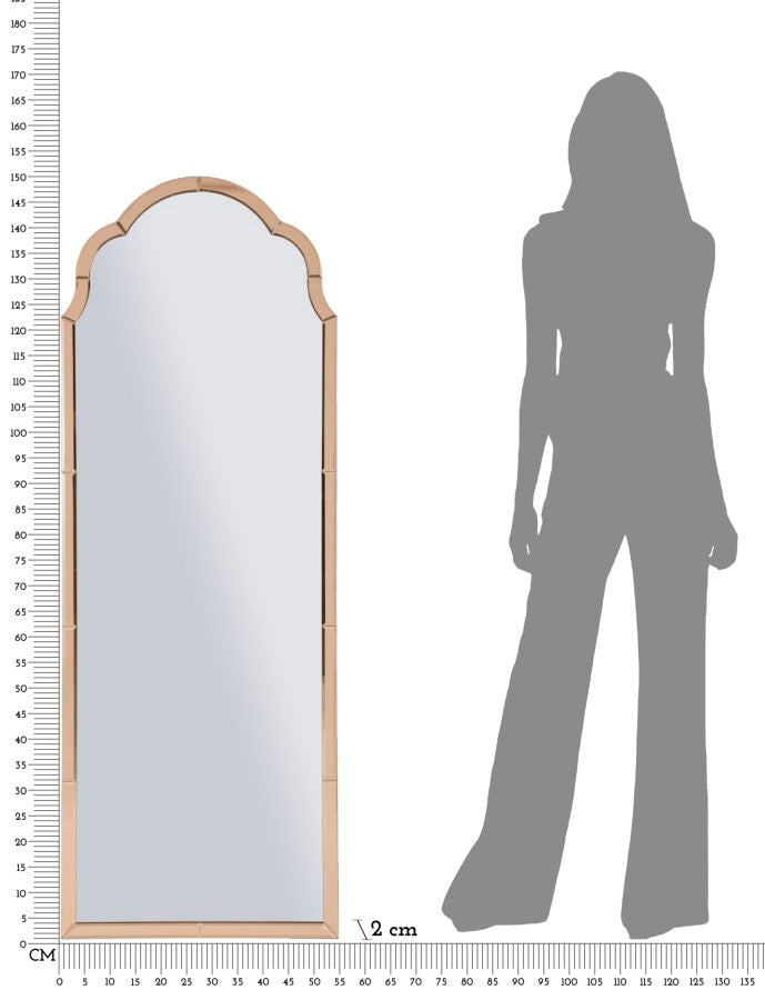 SPECCHIO DA MURO TANGERI ROSA CM 55X2X150 (MISURA SPECCHIO CM 49X144H