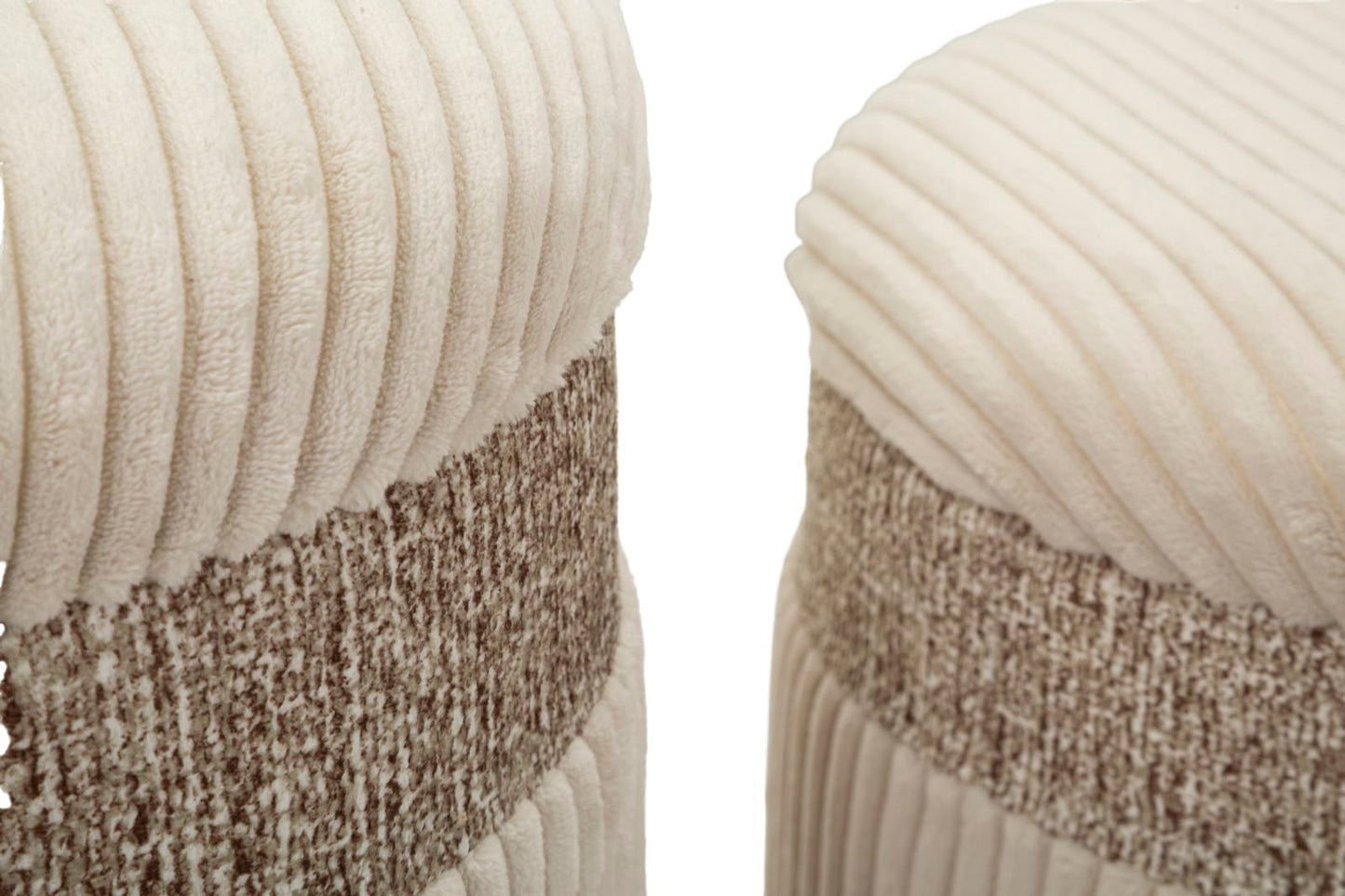 PUFF C/CONTENITORE CORTINA CREMA SET 3 PZ CM Ø 40,5X49,5-35X42-31X38