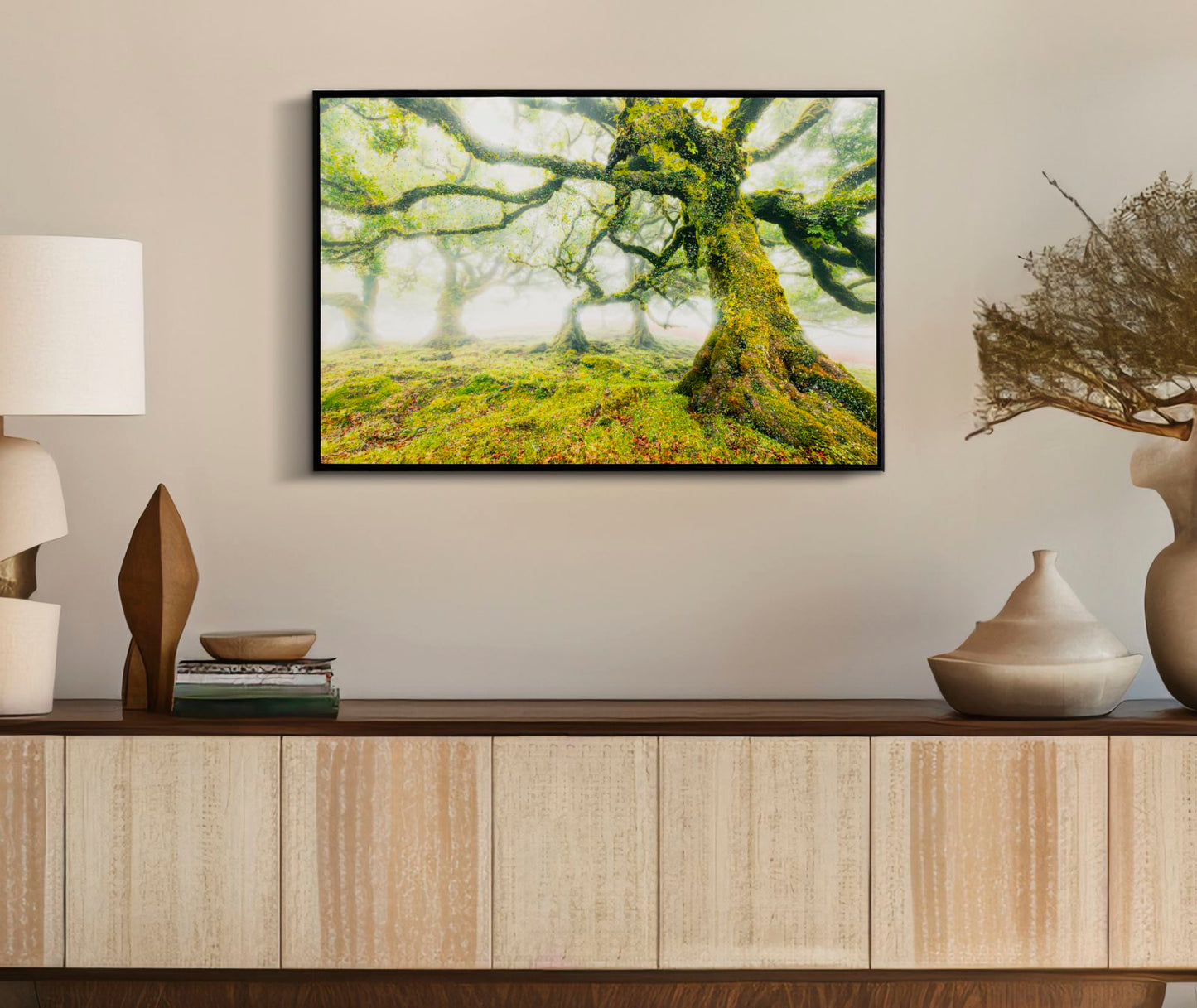 STAMPA SU TELA LACCATA C/CORNICE FORESTA CM 90X4X60