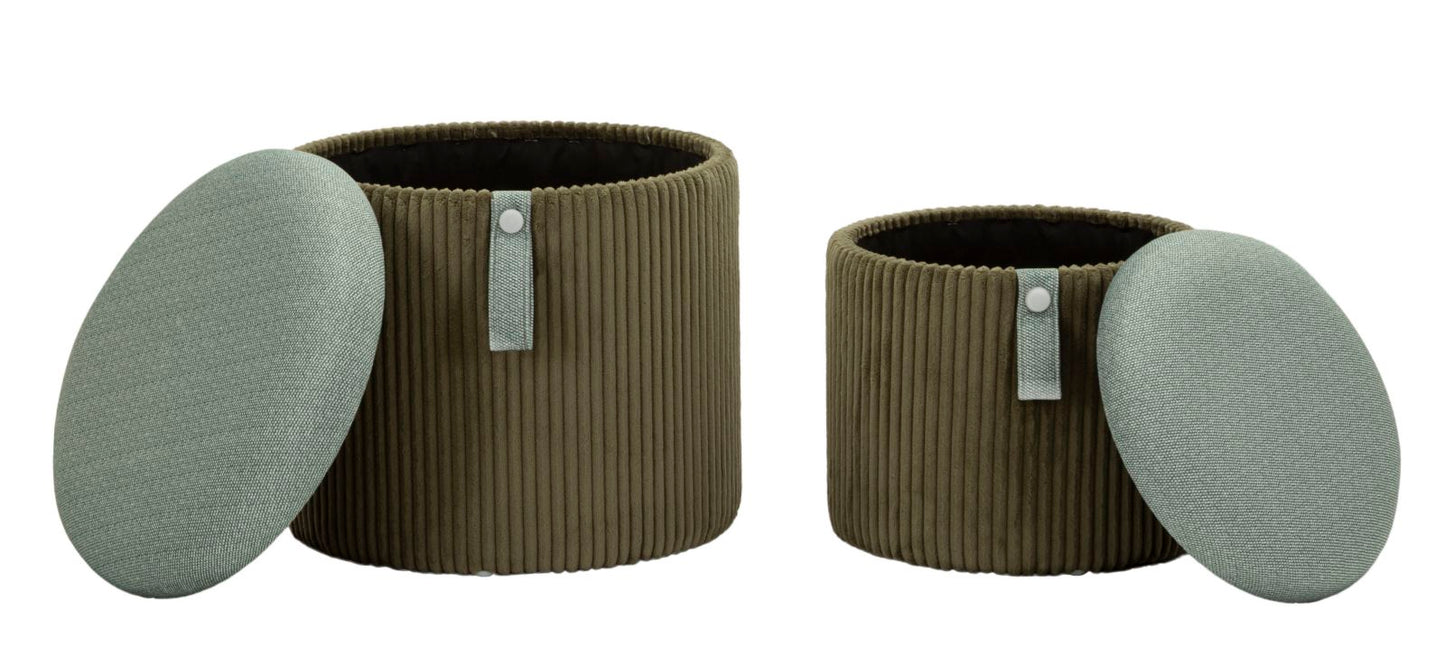 PUFF C/CONTENITORE BOLZANO VERDE SET 2 PZ CM Ø 38X38-32X28