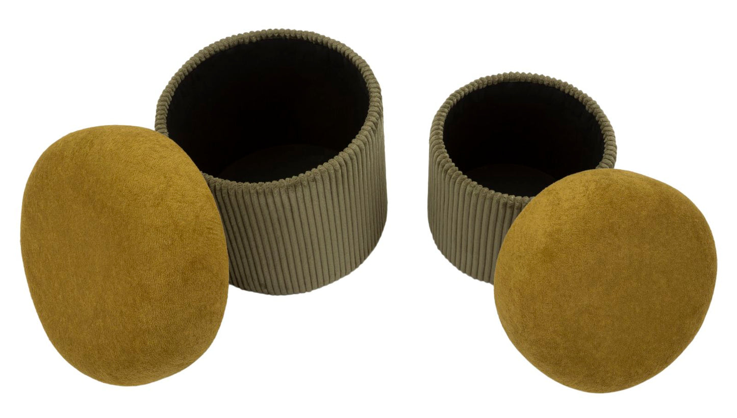 PUFF C/CONTENITORE ASPEN VERDE SET 2 PZ CM Ø 42X44-35X37
