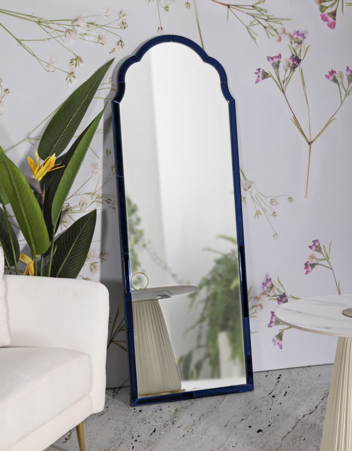 SPECCHIO DA MURO TANGERI BLU CM 55X2X150 (MISURA SPECCHIO CM 49X144)