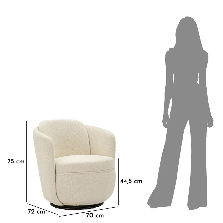 POLTRONA GIREVOLE TORINO CREMA CM 70X72X75 (ALTEZZA SEDUTA CM 44,5)