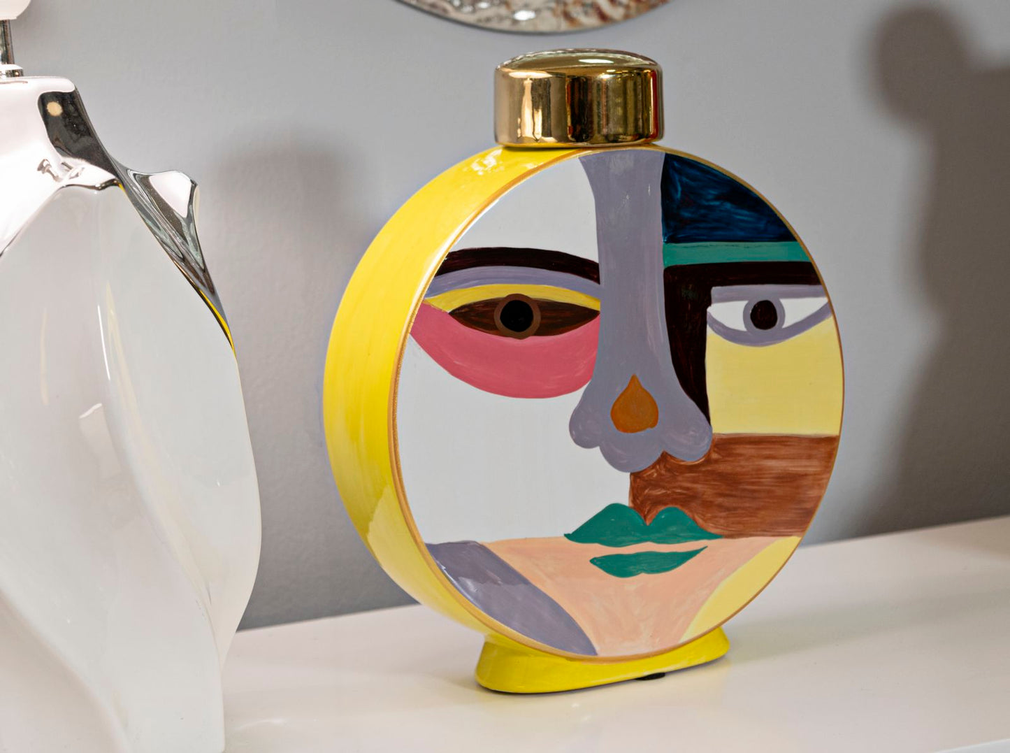 Vaso Piccassy Round in Ceramica Multicolore H 28 cm – Mauro Ferretti