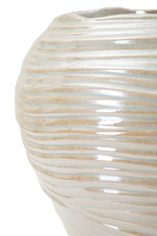 Vaso Perly Round Ø27x24 cm – Vaso Decorativo con Finitura Opaca Effetto Perla