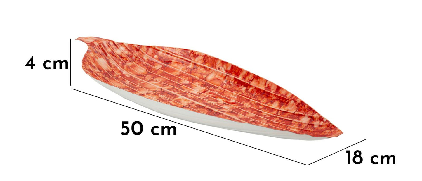 Vassoio Drop Red 50x18 cm - design foglia