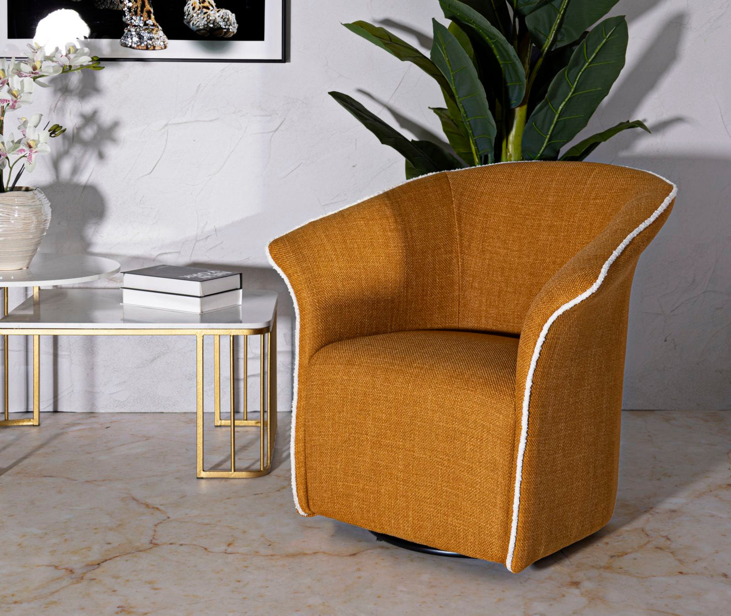 POLTRONA GIREVOLE SIENA SENAPE CM 83,5X66X80 (SEDUTA ALTEZZA CM 42) codice 142866000S