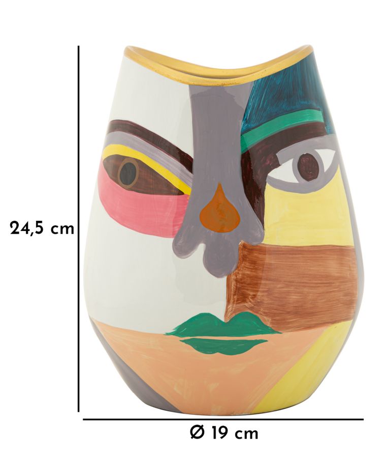 Vaso Piccassy Fat in Ceramica Multicolore H 24,5 cm