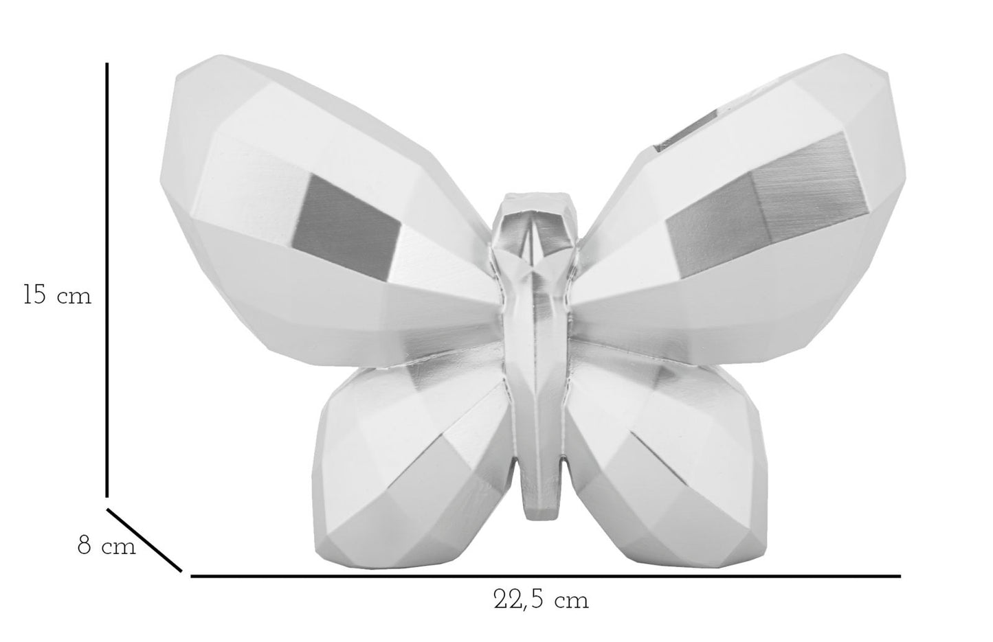 VASO BUTTERFLY SILVER CM 22,5X8X15
