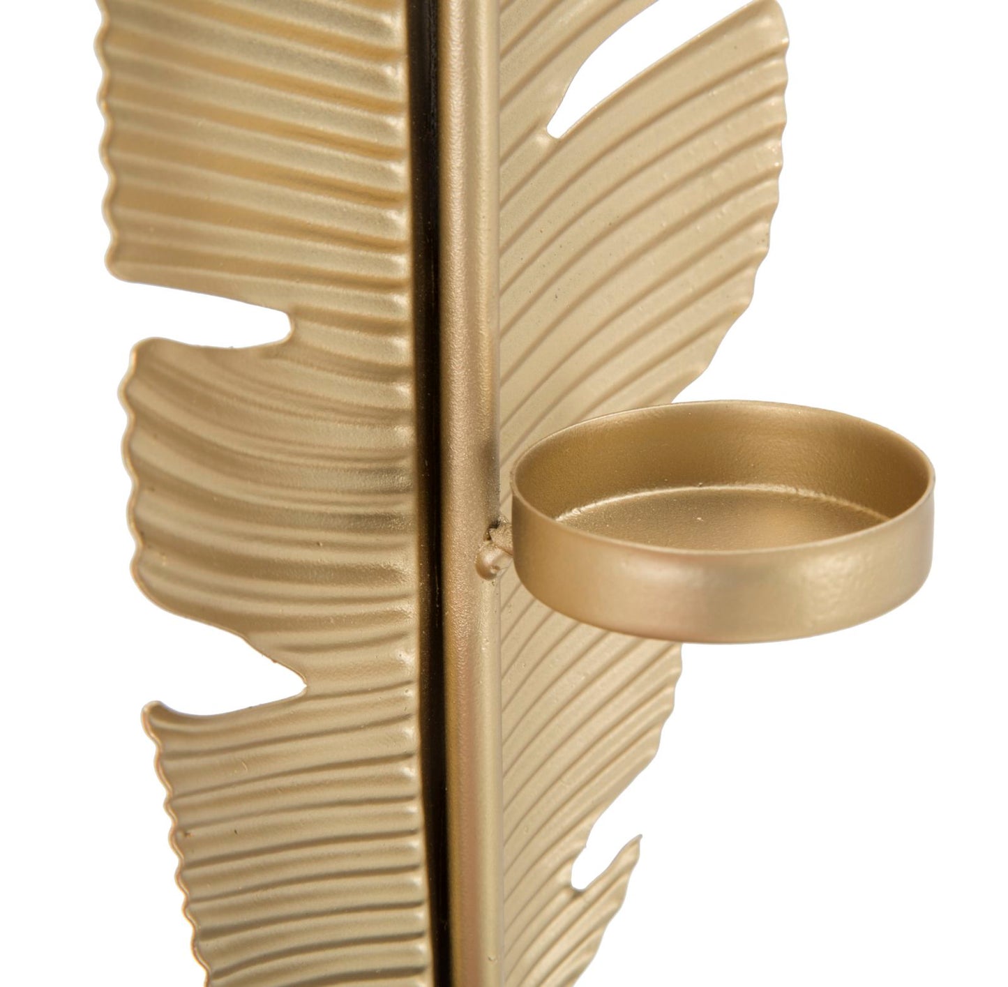 SCULTURA FOGLIA C/PORTA CANDELA GLAM CM 10X10X34