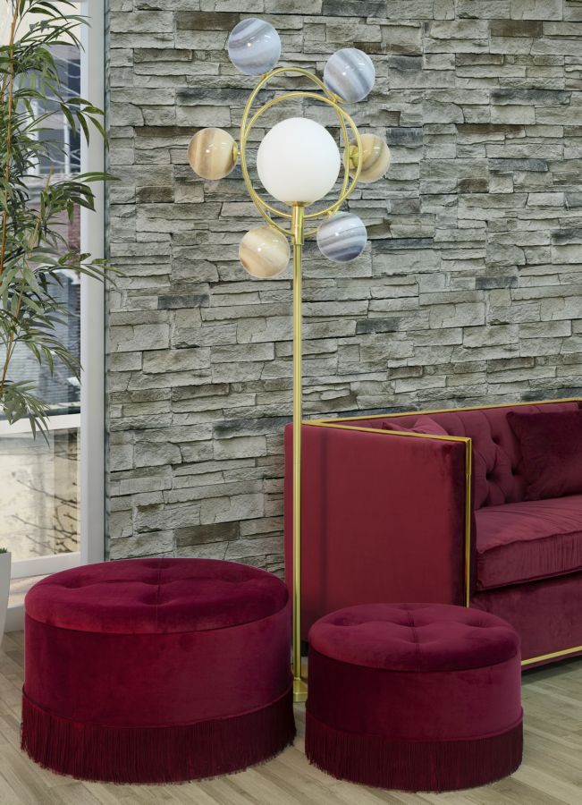 PUFF/CONTENITORE LINES NEW COPPIA BORDEAUX CM Ø 71X41-55X33