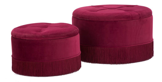 PUFF/CONTENITORE LINES NEW COPPIA BORDEAUX CM Ø 71X41-55X33