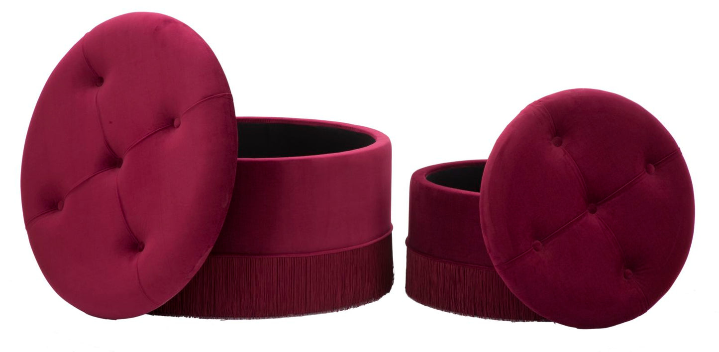 PUFF/CONTENITORE LINES NEW COPPIA BORDEAUX CM Ø 71X41-55X33
