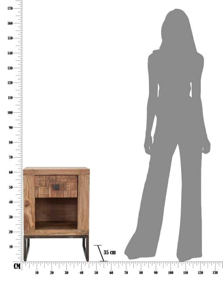COMODINO MUMBAI CM 45X35X62 (LEGNO DI ACACIA NILOTICA)