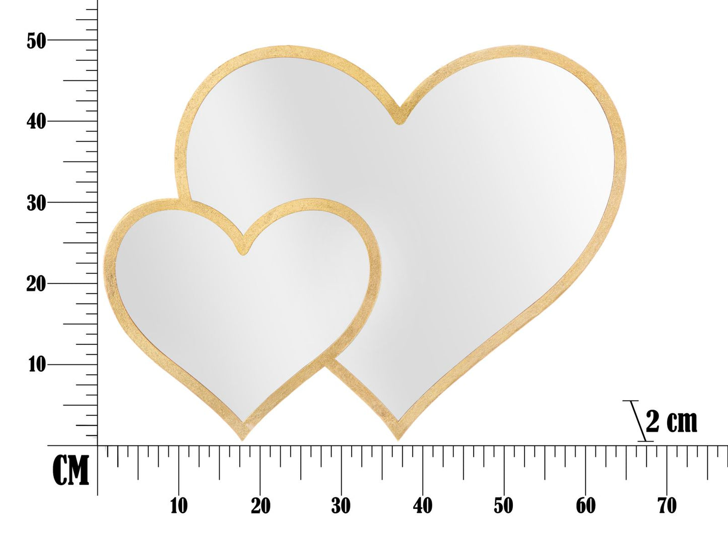 SPECCHIO GLAM DOUBLE HEART CM 65X2X50